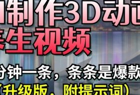 AI制作3D动画养生视频，三分钟一条，条条是爆款(升级版，附提示词)