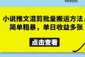 小说推文混剪批量搬运方法，简单粗暴，单日收益多张