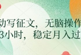 AI自动写征文，无脑操作 每天2-3小时，稳定月入过W