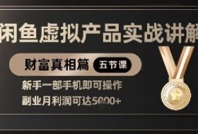 精品！闲鱼虚拟产品实战讲解，新手一部手机即可操作，副业月利润可达5k+