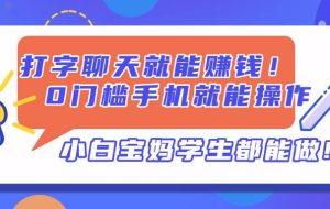 （14370期）打字聊天就能赚钱！0门槛手机就能操作，小白宝妈学生都能做!