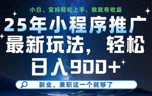 （14386期）25年小程序推广最新玩法，轻松日入900+，副业、兼职这一个就够了