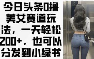（14393期）今日头条0撸美女赛道玩法，一天轻松200+，也可以分发到小绿书