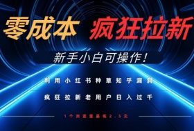 利用小红书种草知乎漏洞，零成本疯狂拉新日入数张，新手小白可操作