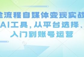 Ai全流程自媒体变现实战课，结合AI工具，从平台选择、剪辑入门到账号运营
