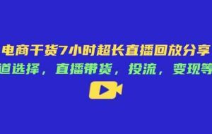 电商干货7小时超长直播回放分享：赛道选择，直播带货，投流，变现等等