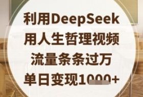 利用DeepSeek用人生哲理视频，流量条条过万，单日变现数张
