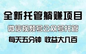 （14425期）全新托管躺赚项目，微信视频号公众号托管代运营，每天五分钟，收益大几百