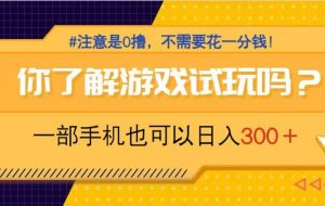 （14440期）游戏试玩，一部手机就可以日入300+，纯0撸项目，不需要花任何一分钱，…