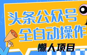 （14454期）懒人项目，多平台操作全自动运行，头条，公众号，下班实操5分钟日入500+