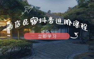 酒店民宿抖音进阶课程，掌握流量渠道与推流逻辑，打造爆款内容