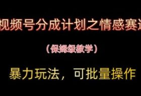 视频号分成计划之情感赛道暴力玩法，可批量操作，保姆级教学