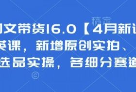 抖音图文带货16.0【4月新课】基础+精英课，新增原创实拍、视频混剪、选品实操，各细分赛道实操