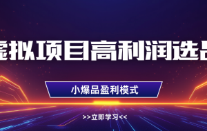 虚拟项目高利润选品方法，单店利润1W+，可多店倍增利润