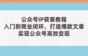 公众号IP获客教程(第3期)，从入门到商业闭环，打造爆款文章，实现公众号高效变现