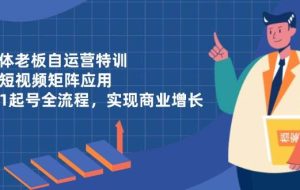 （14487期）实体老板自运营特训，AI短视频矩阵应用，0-1起号全流程，实现商业增长