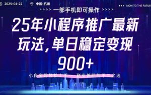 （14494期）25年小程序推广最新玩法，单日稳定变现900+，小白轻松上手