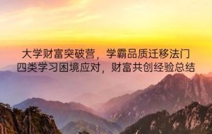 大学财富突破营，学霸品质迁移法门，四类学习困境应对，财富共创经验总结