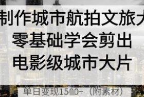 AI制作城市航拍文旅大片，零基础学会剪出电影级城市大片，单日变现多张