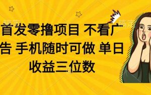 （14505期）零撸项目 不看广告 手机随时可做 单日收益三位数