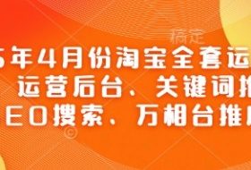 2025年4月份淘宝全套运营现场课程，运营后台、关键词推广、SEO搜索、万相台推广