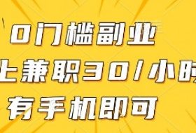 0门槛副业，线上兼职30一小时，有一部手机即可操作【揭秘】