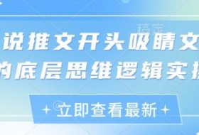 小说推文开头吸睛文案的底层思维逻辑实操