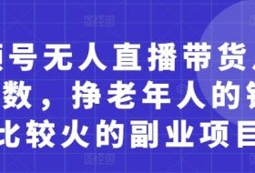 视频号无人直播带货月入5位数，挣老年人的钱，比较火的副业项目