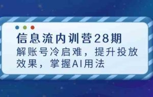 信息流内训营28期，解账号冷启难，提升投放效果，掌握AI用法