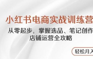 小红书电商实战训练营，从零起步，掌握选品、笔记创作、店铺运营全攻略，轻松月入过万