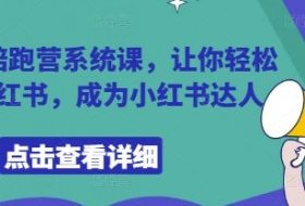 小红书陪跑营系统课，让你轻松入门小红书，成为小红书达人