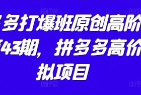 拼多多打爆班原创高阶技术第43期，拼多多高价虚拟项目
