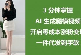 3分钟掌握AI生成腿模视频，开启零成本涨粉变现，一件代发到手软