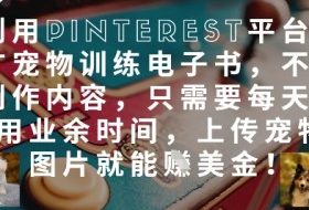 利用Pinterest平台推广宠物训练电子书，不用创作内容，只需要每天利用业余时间，上传宠物图片就能挣美金!