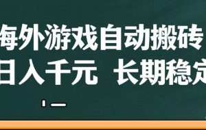 （14628期）海外游戏自动搬砖，无脑操作，日入千元，长期稳定收益