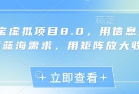 淘宝虚拟项目8.0，用信息差吃透蓝海需求，用矩阵放大收益