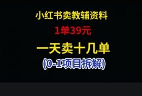 小红书卖小学教辅资料，1单39，1天十几单