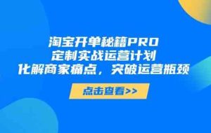 淘宝开单秘籍PRO，定制实战运营计划，化解商家痛点，突破运营瓶颈