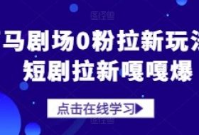 河马剧场0粉拉新玩法，短剧拉新嘎嘎爆