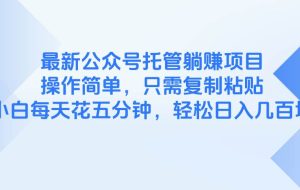 （14655期）最新公众号托管躺赚项目，操作简单，只需复制粘贴，小白每天花五分钟，…