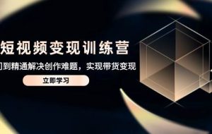 （14685期）AI短视频变现训练营，从入门到精通解决创作难题，实现带货变现