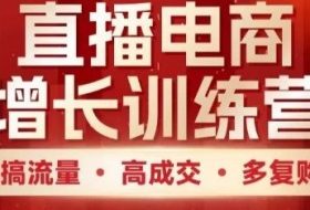 直播电商增长训练营，搞流量·高成交·多复购，快速上手有思路