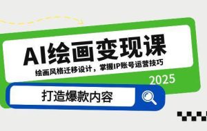 （14710期）AI绘画变现课，绘画风格迁移设计，掌握IP账号运营技巧，打造爆款内容