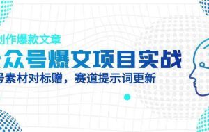 （14709期）公众号爆文项目实战，AI创作爆款文章，起号素材对标赠（附赛道AI提示词）