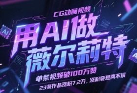 用AI做薇尔莉特CG动画视频，单条视频破100W赞，23条作品涨粉7.2W，涨粉变现两不误