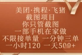 飞猪美团截图项目，你只管截图，一部手机在家做，正规平台无套路，一天5张+【揭秘】