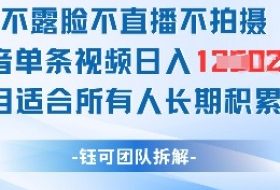 不露脸不直播不拍摄抖音单条视频日入1k+这个项目适合所有人长期积累的项目