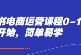 小红书电商运营课程0-1，从零开始，简单易学