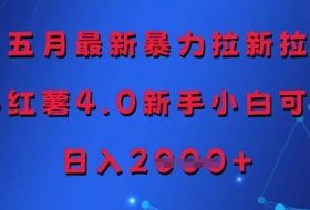 五月最新暴力拉新拉，小红薯4.0新手小白可做，日入多张