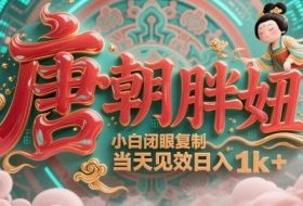 用AI克隆“唐朝胖妞”日更3条，平台疯狂推流，小白闭眼复制，当天见效，日入1k+